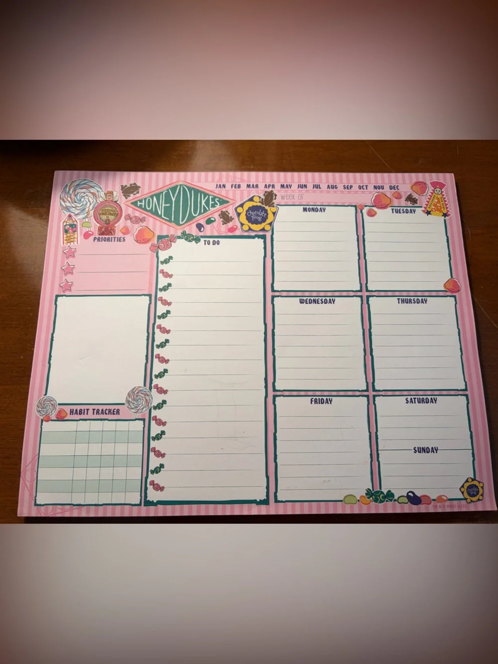 Harry Potter Honeydukes Themed Weekly Planner Notepad - Pink Candy Design